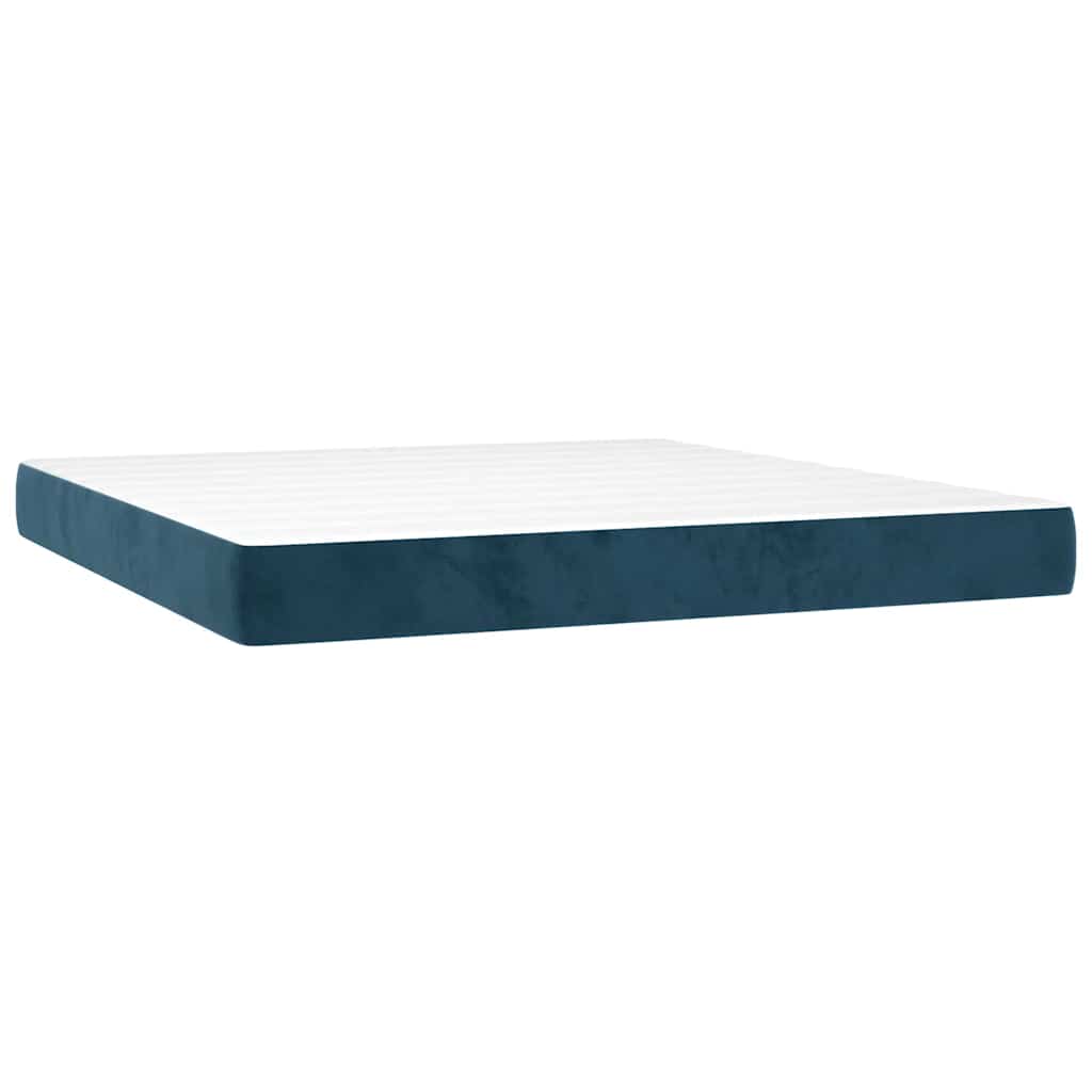 Letto a Molle con Materasso e LED Blu Scuro 160x200 cm | homemem39