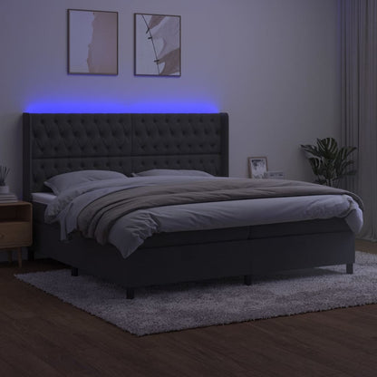 Letto a Molle con Materasso e LED Grigio Scuro 200x200 cm | homemem39