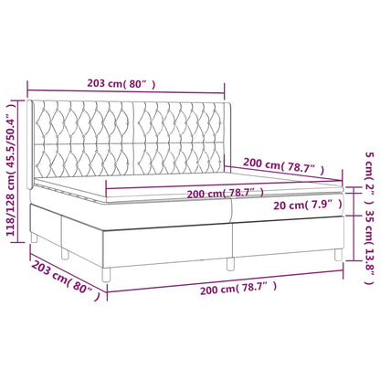Letto a Molle con Materasso e LED Grigio Scuro 200x200 cm | homemem39