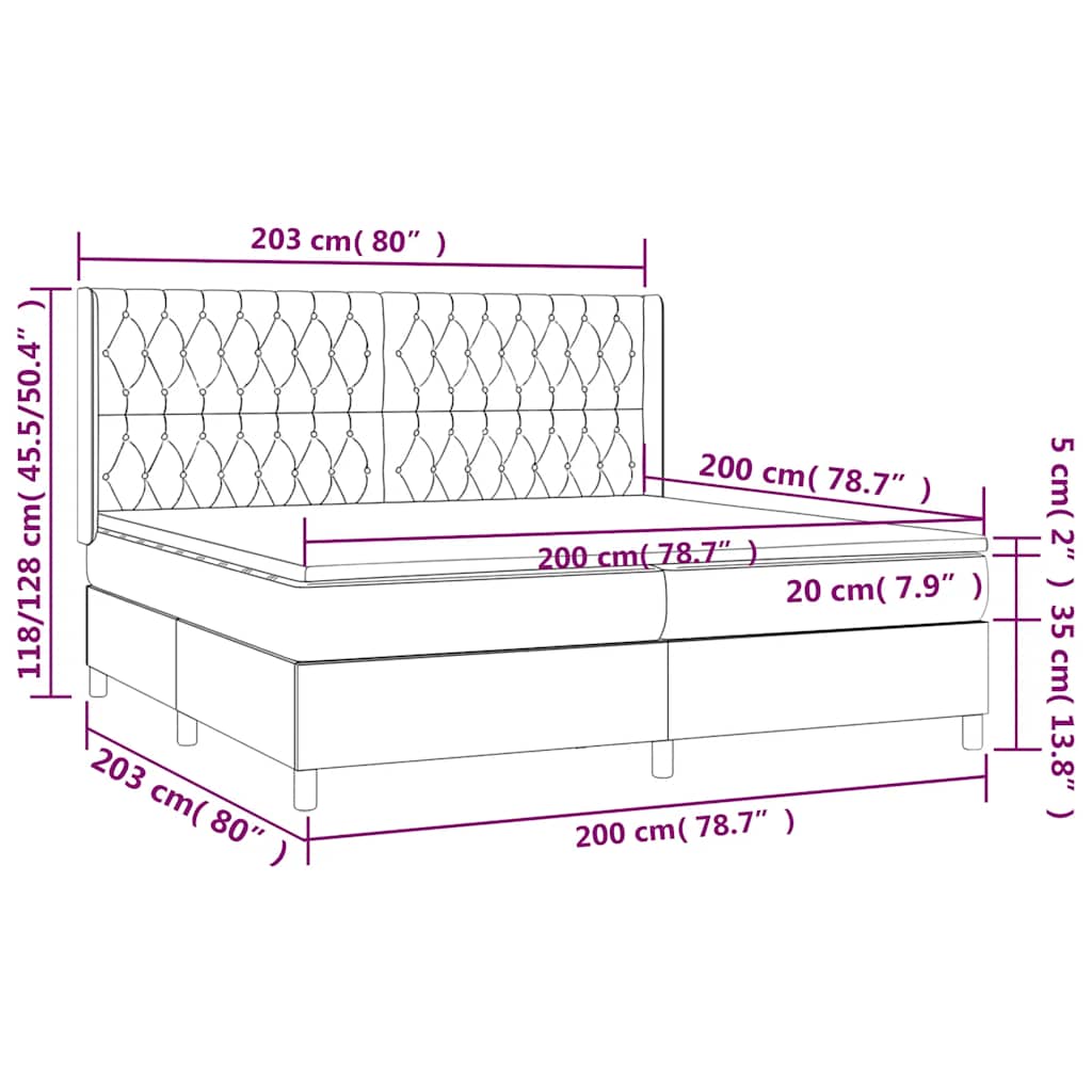 Letto a Molle con Materasso e LED Verde Scuro 200x200cm Velluto | homemem39