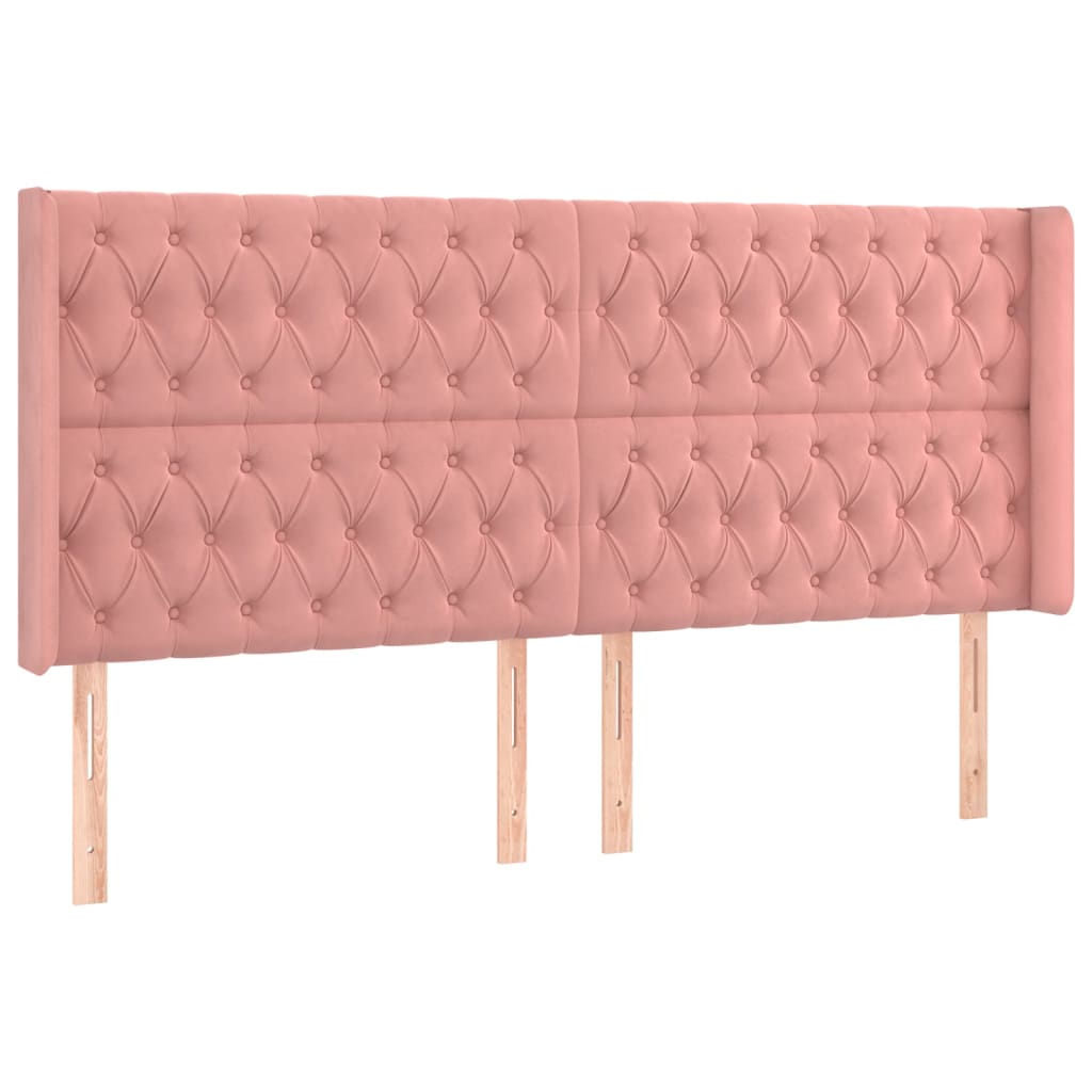 Letto a Molle con Materasso e LED Rosa 200x200 cm in Velluto - homemem39