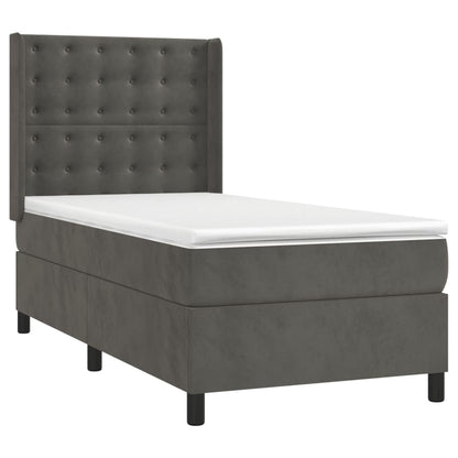 Letto a Molle con Materasso e LED Grigio Scuro 80x200cm Velluto - homemem39