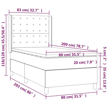 Letto a Molle con Materasso e LED Verde Scuro 80x200cm Velluto | homemem39