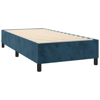 Letto a Molle con Materasso e LED Blu Scuro 80x200cm in Velluto