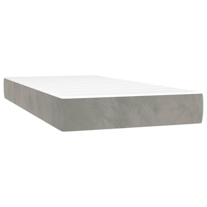 Letto a Molle Materasso e LED Grigio Chiaro 90x190 cm Velluto | homemem39