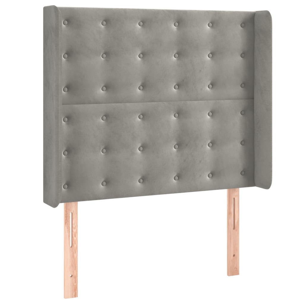 Letto a Molle Materasso e LED Grigio Chiaro 90x190 cm Velluto | homemem39