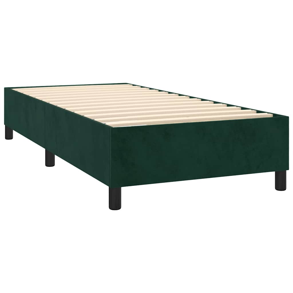 Letto a Molle con Materasso e LED Verde Scuro 90x190 cm Velluto | homemem39