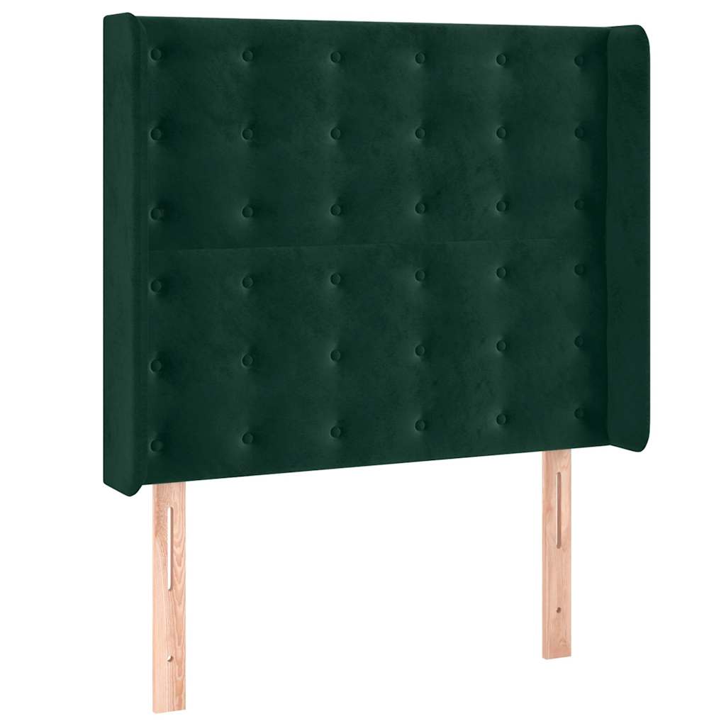 Letto a Molle con Materasso e LED Verde Scuro 90x190 cm Velluto | homemem39