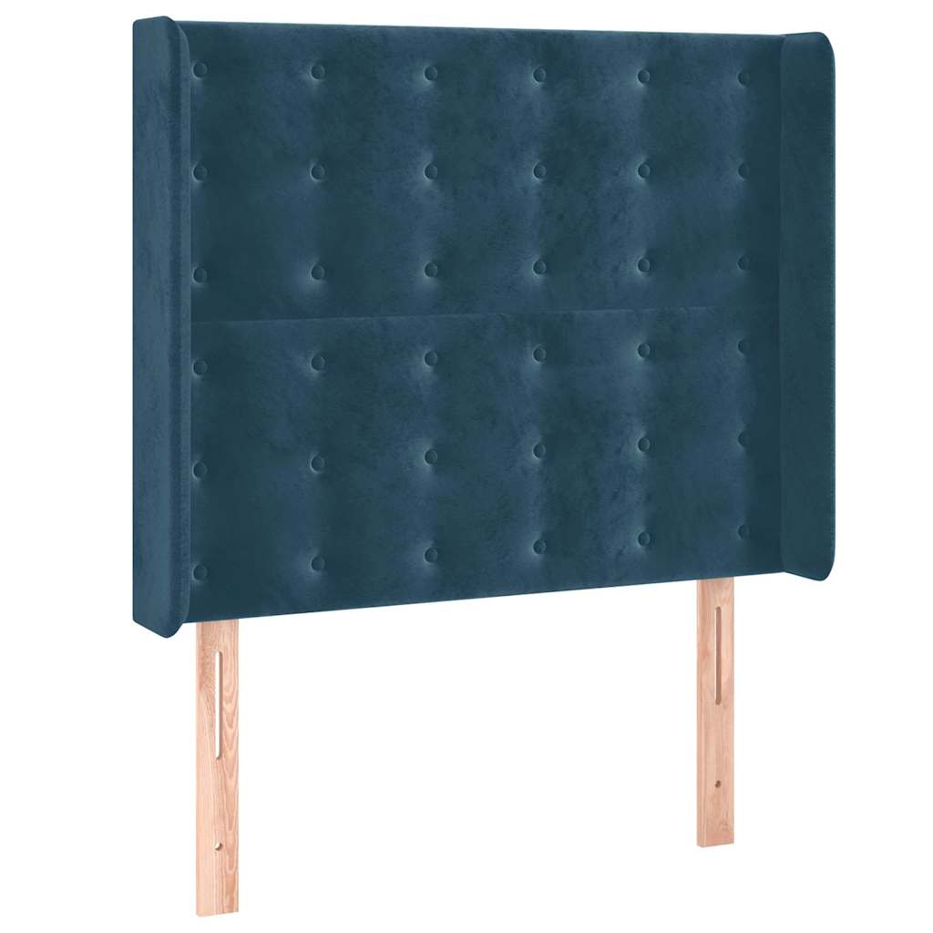 Letto a Molle con Materasso e LED Blu Scuro 90x190cm in Velluto | homemem39