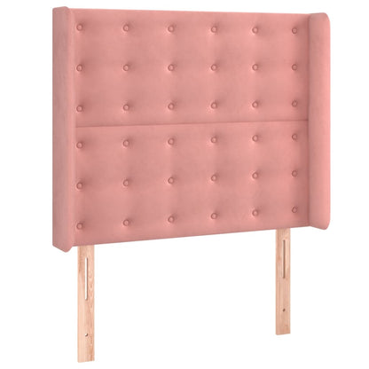 Letto a Molle con Materasso e LED Rosa 90x190 cm in Velluto