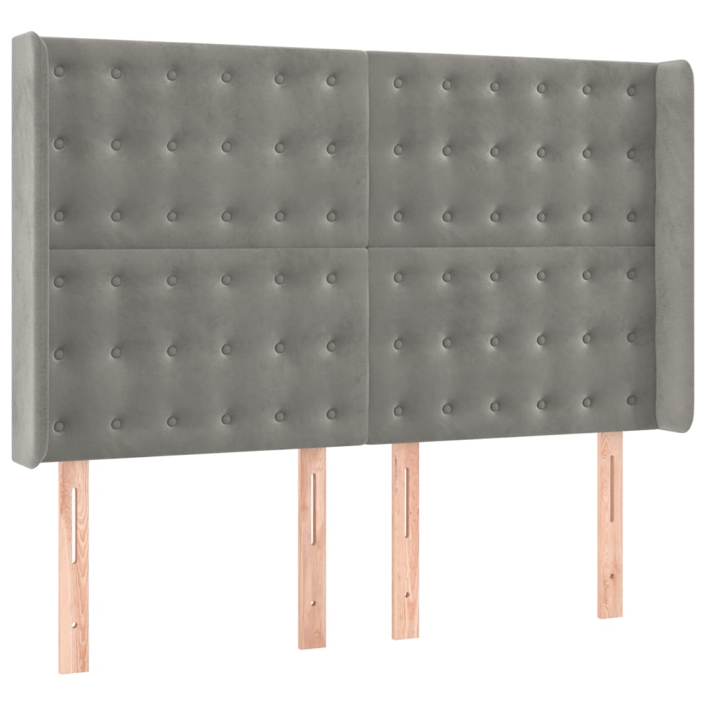 Letto a Molle Materasso e LED Grigio Chiaro 140x190 cm Velluto | homemem39