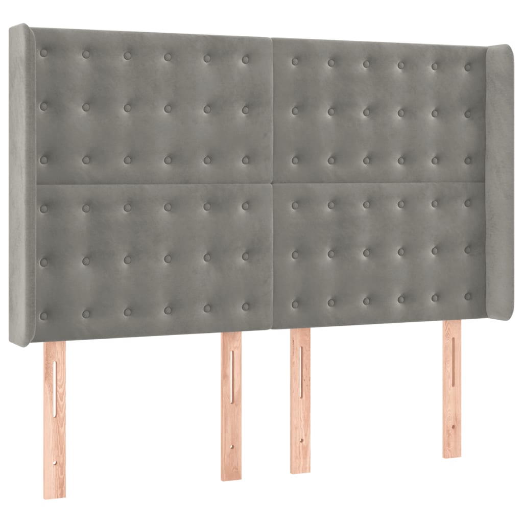 Letto a Molle Materasso e LED Grigio Chiaro 140x200 cm Velluto | homemem39