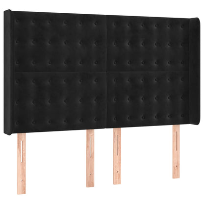 Letto a Molle con Materasso e LED Nero 140x200 cm in Velluto | homemem39