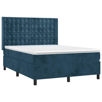 Letto a Molle con Materasso e LED Blu Scuro 140x200 cm | homemem39