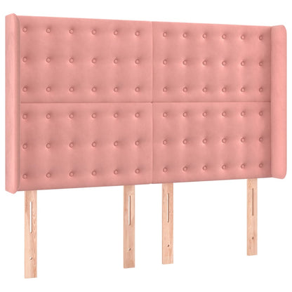 Letto a Molle con Materasso e LED Rosa 140x200 cm in Velluto