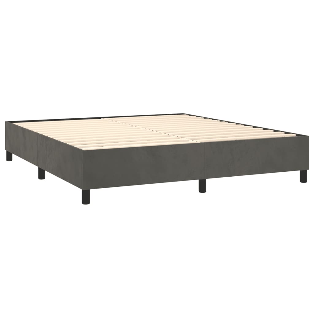 Letto a Molle con Materasso e LED Grigio Scuro 160x200 cm | homemem39