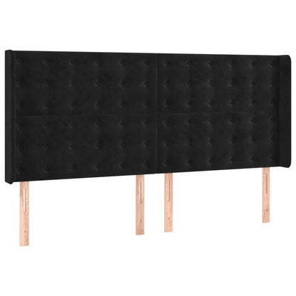Letto a Molle con Materasso e LED Nero 160x200 cm in Velluto | homemem39