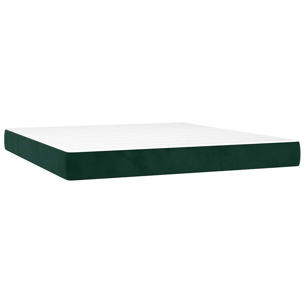 Letto a Molle con Materasso e LED Verde Scuro 160x200cm Velluto | homemem39