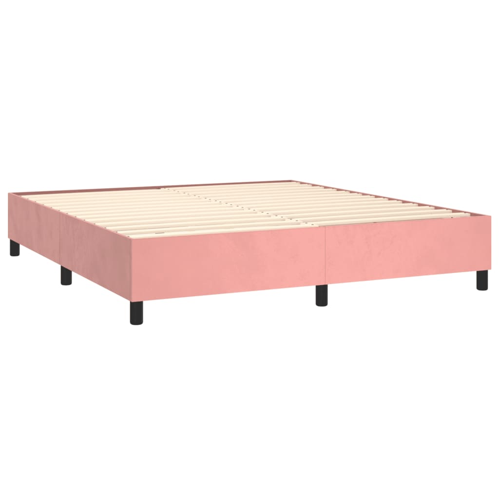 Letto a Molle con Materasso e LED Rosa 160x200 cm in Velluto