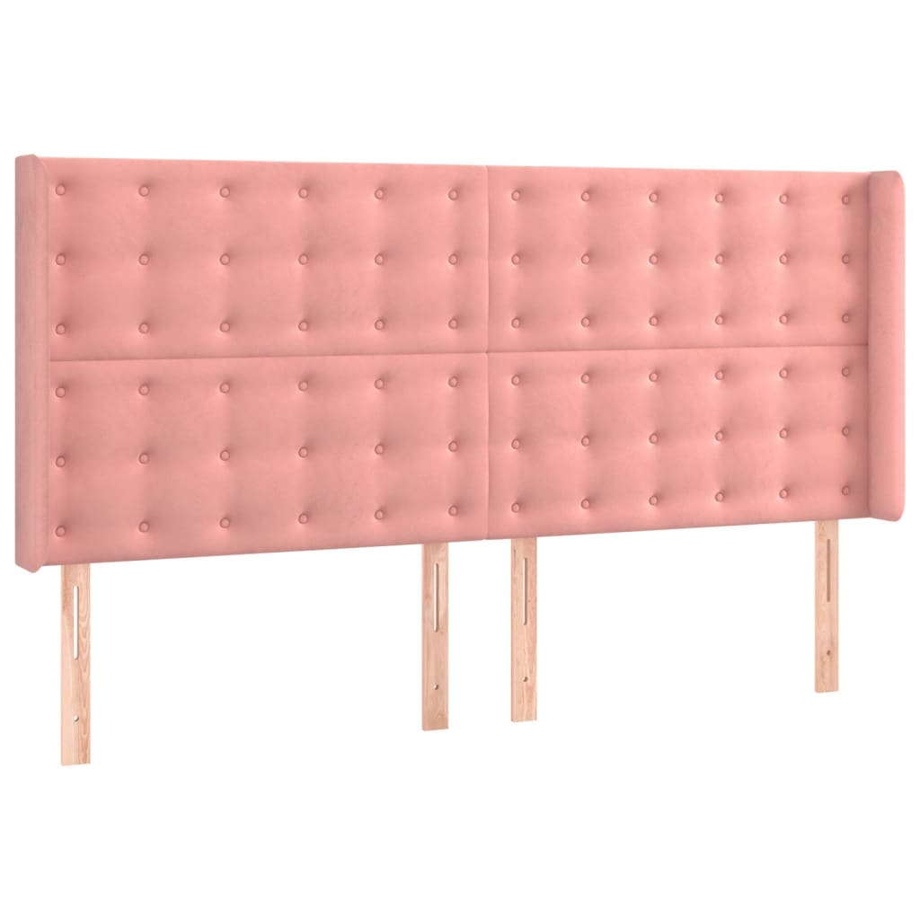 Letto a Molle con Materasso e LED Rosa 160x200 cm in Velluto
