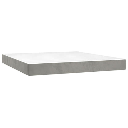 Letto a Molle Materasso e LED Grigio Chiaro 180x200 cm Velluto | homemem39