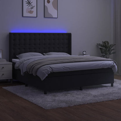 Letto a Molle con Materasso e LED Nero 180x200 cm in Velluto | homemem39