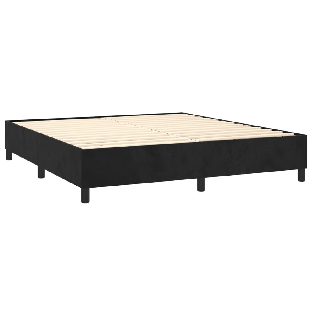 Letto a Molle con Materasso e LED Nero 180x200 cm in Velluto | homemem39