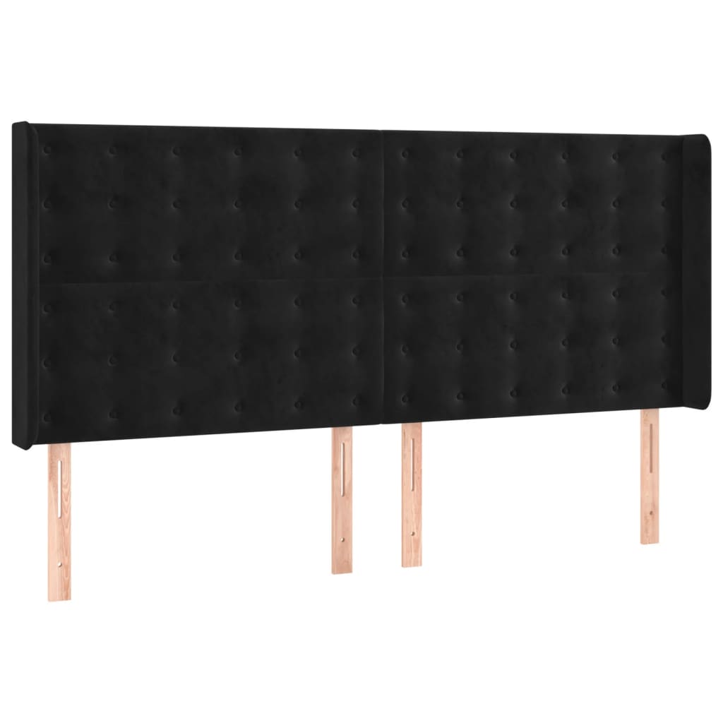Letto a Molle con Materasso e LED Nero 180x200 cm in Velluto | homemem39