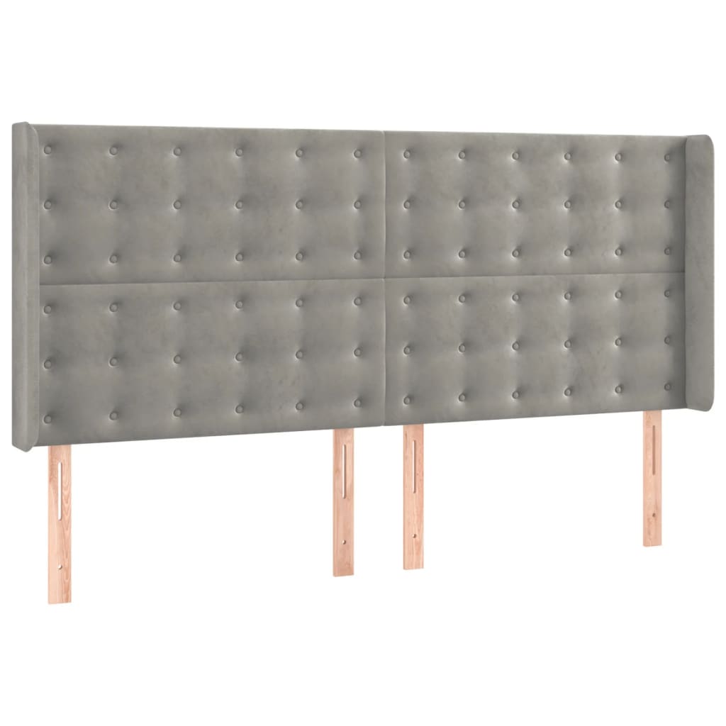 Letto a Molle Materasso e LED Grigio Chiaro 200x200 cm Velluto | homemem39