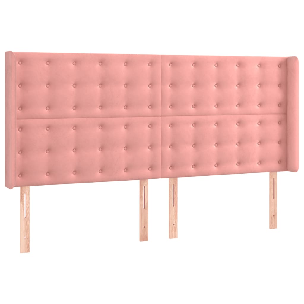 Letto a Molle con Materasso e LED Rosa 200x200 cm in Velluto