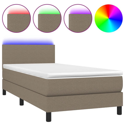 Letto a Molle con Materasso e LED Tortora 80x200 cm in Tessuto - homemem39