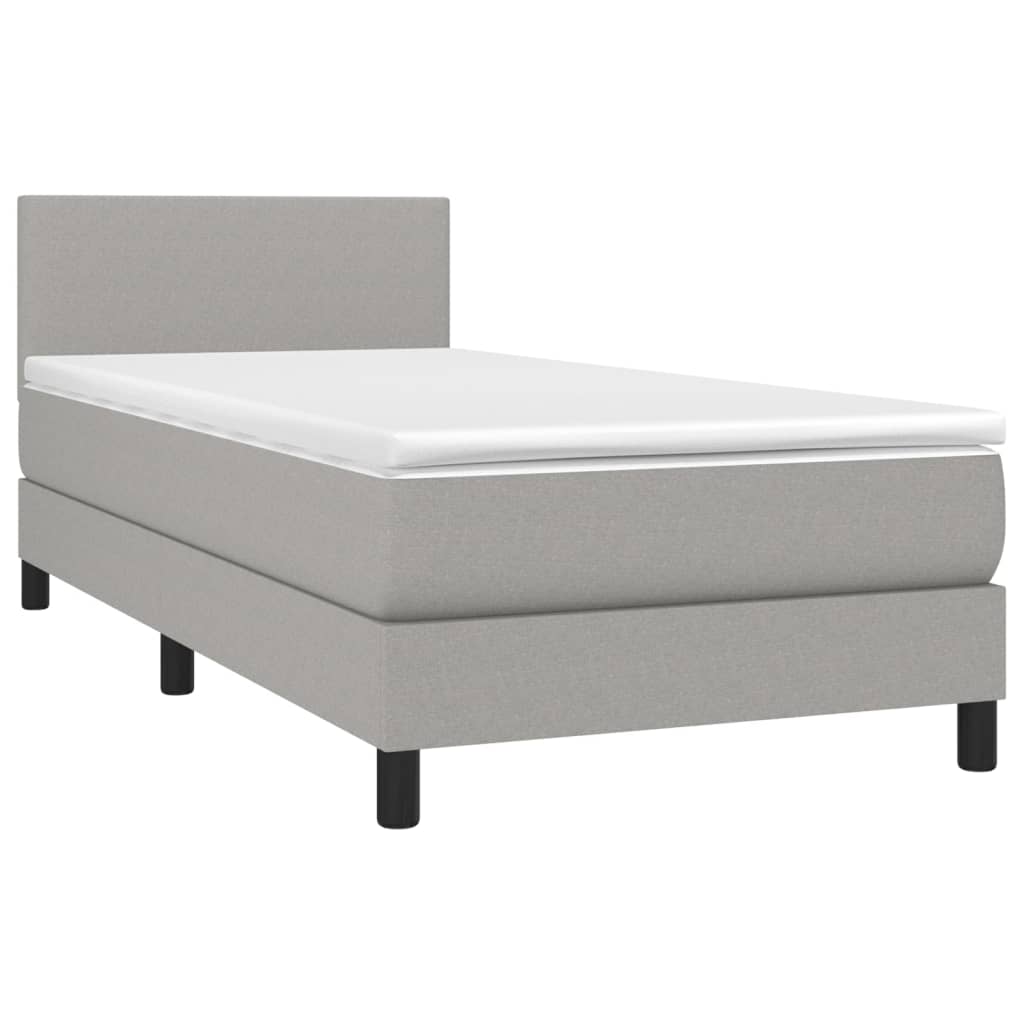 Letto a Molle Materasso e LED Grigio Chiaro 100x200 cm Tessuto - homemem39