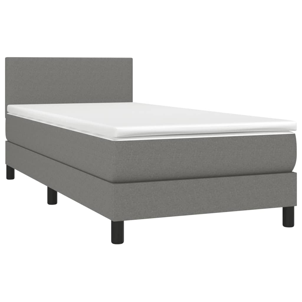 Letto a Molle Materasso e LED Grigio Scuro 100x200cm in Tessuto - homemem39