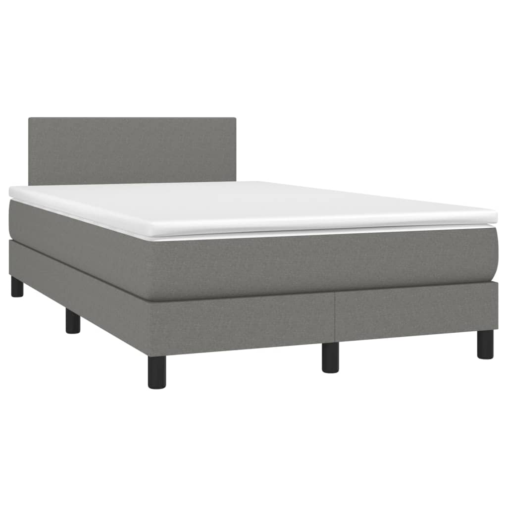 Letto a Molle Materasso e LED Grigio Scuro 120x200cm in Tessuto - homemem39