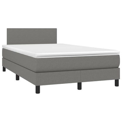 Letto a Molle Materasso e LED Grigio Scuro 120x200cm in Tessuto - homemem39
