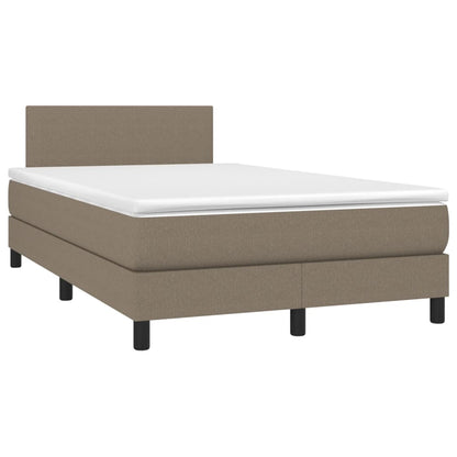 Letto a Molle con Materasso e LED Tortora 120x200cm in Tessuto - homemem39