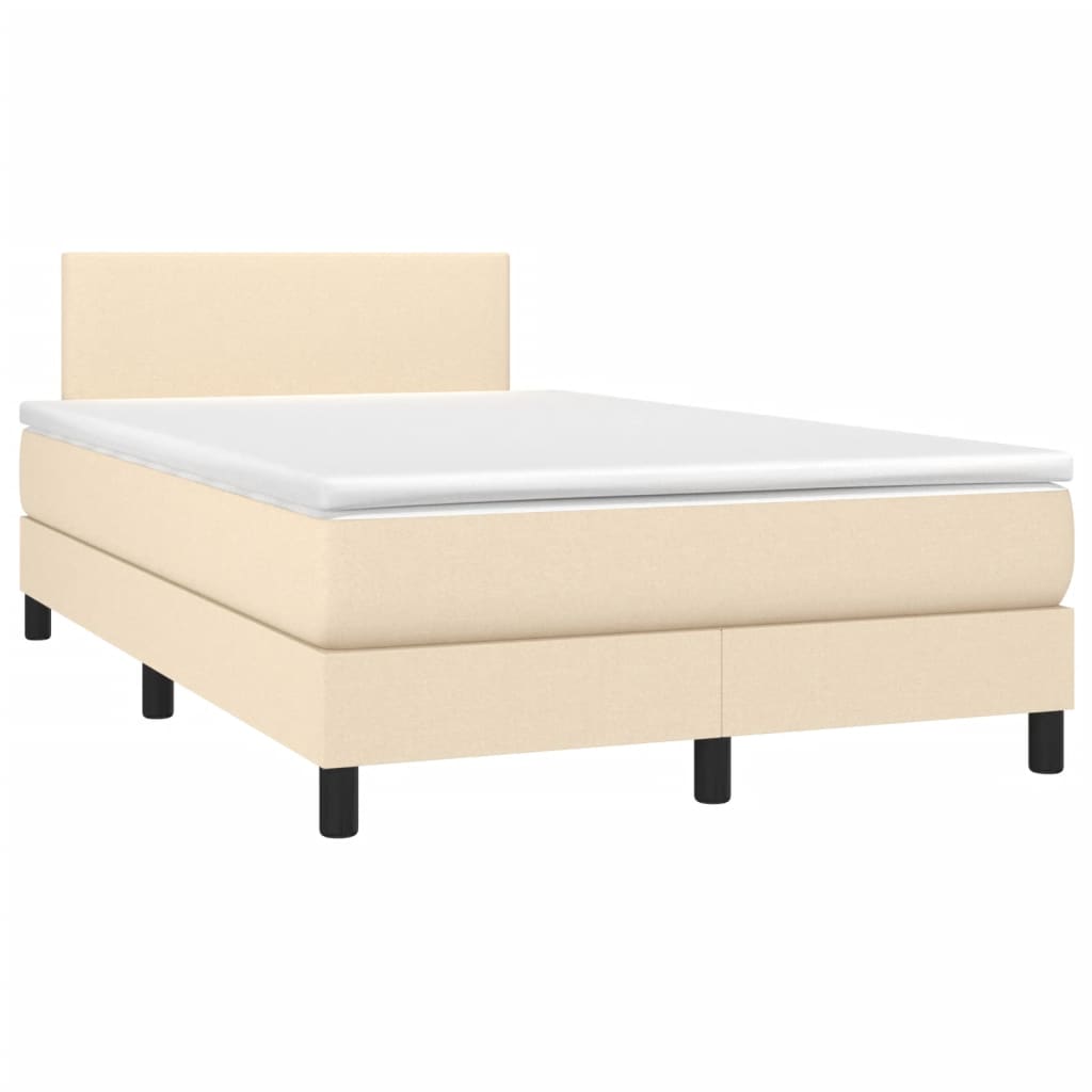 Letto a Molle con Materasso e LED Crema 120x200cm in Tessuto - homemem39