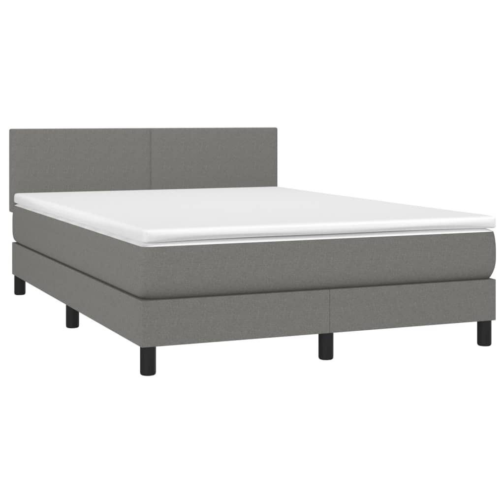 Letto a Molle Materasso e LED Grigio Scuro 140x190cm in Tessuto - homemem39