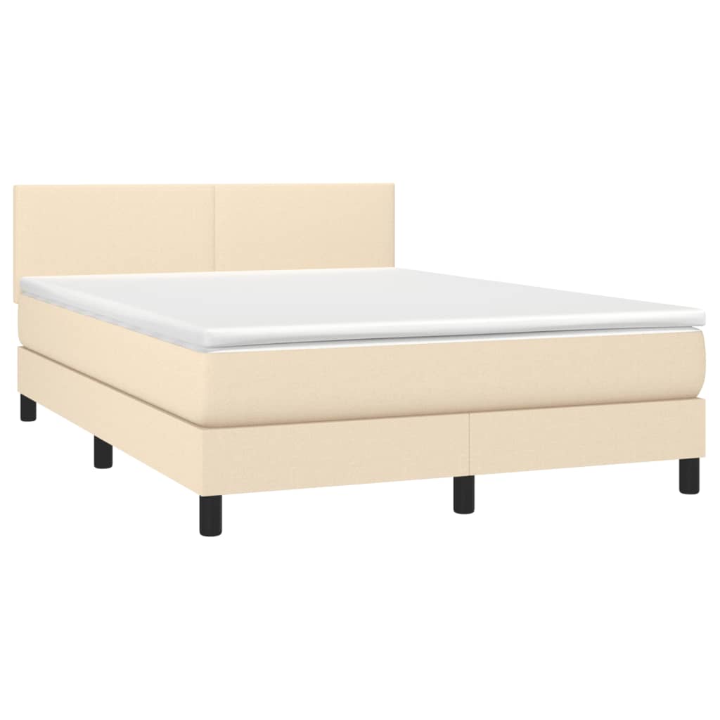 Letto a Molle con Materasso e LED Crema 140x190 cm in Tessuto | homemem39