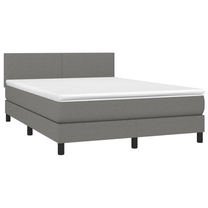 Letto a Molle Materasso e LED Grigio Scuro 140x200cm in Tessuto - homemem39