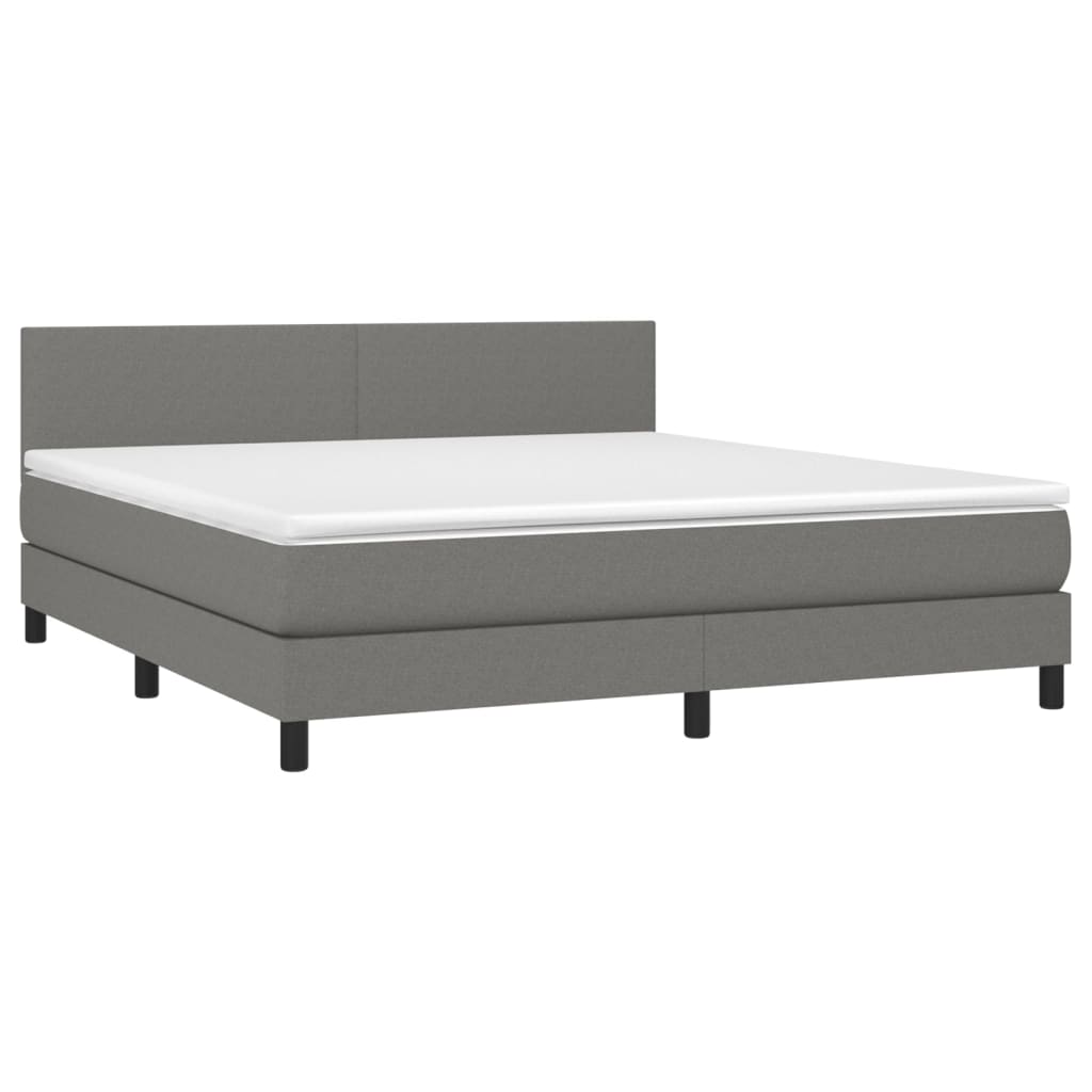 Letto a Molle Materasso e LED Grigio Scuro 180x200cm in Tessuto - homemem39