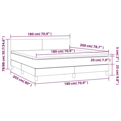 Letto a Molle Materasso e LED Grigio Scuro 180x200cm in Tessuto - homemem39