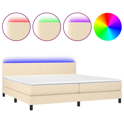 Letto a Molle Materasso e LED bianco 200x200cm in Tessuto - homemem39