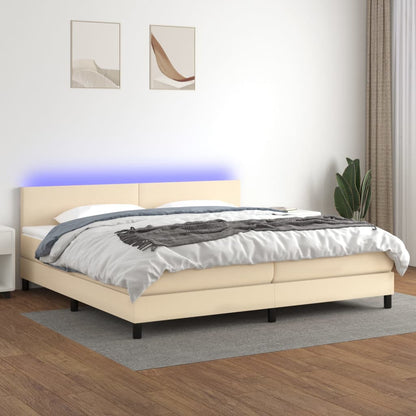 Letto a Molle Materasso e LED bianco 200x200cm in Tessuto - homemem39