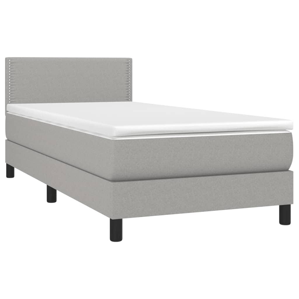 Letto a Molle Materasso e LED Grigio Chiaro 90x190 cm Tessuto - homemem39