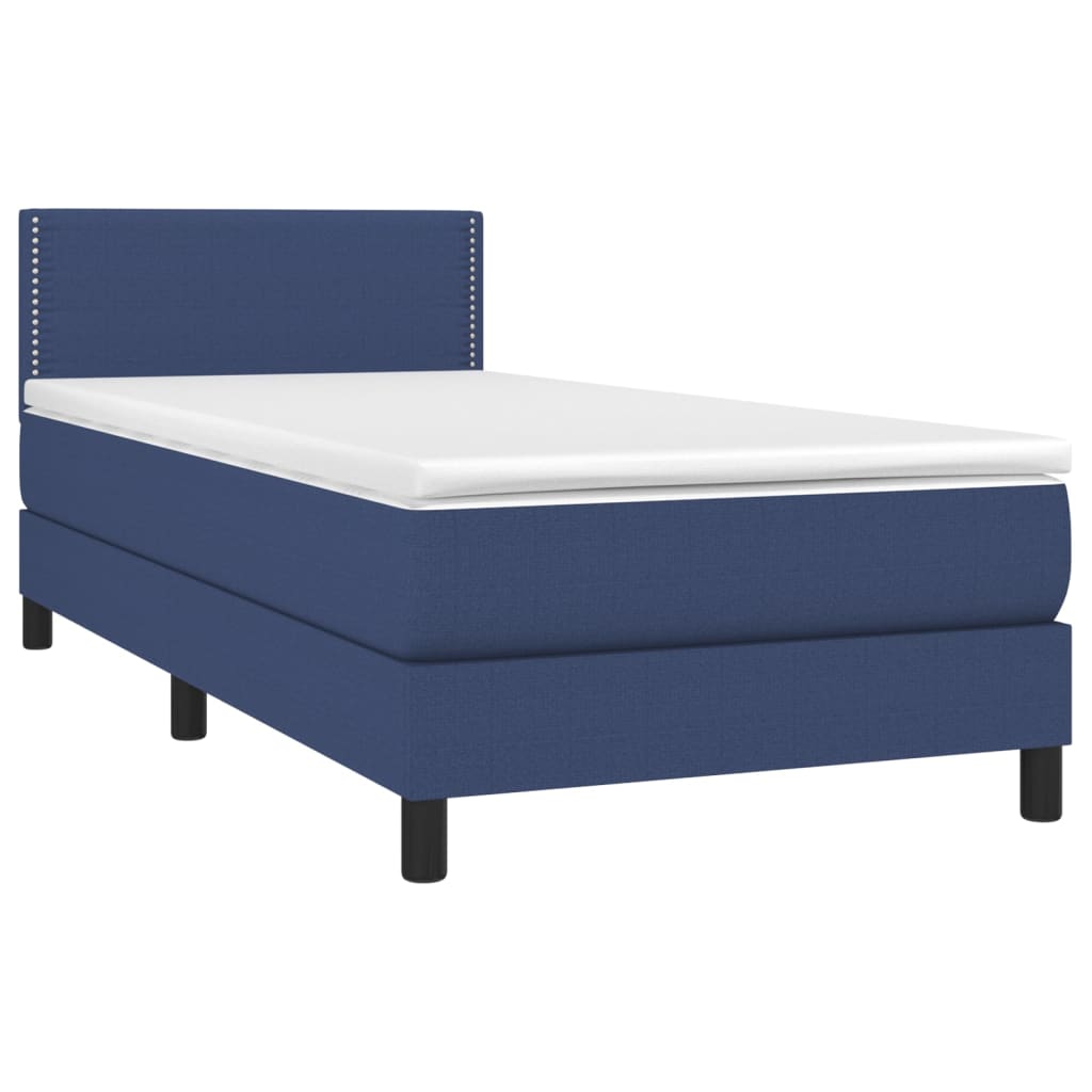 Letto a Molle con Materasso e LED Blu 90x190 cm in Tessuto - homemem39