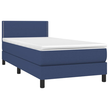 Letto a Molle con Materasso e LED Blu 90x200 cm in Tessuto - homemem39