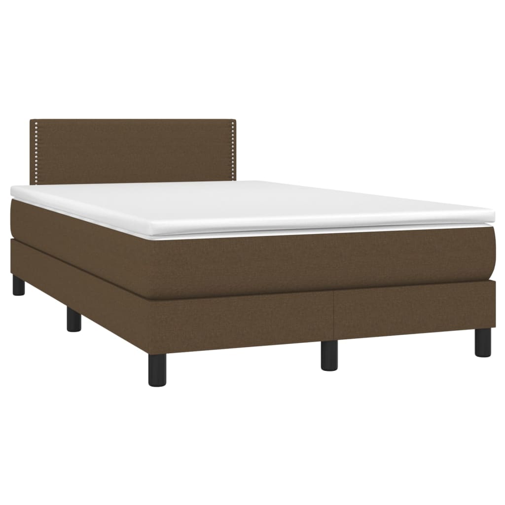 Letto a Molle Materasso e LED Marrone Scuro 120x200 cm Tessuto - homemem39