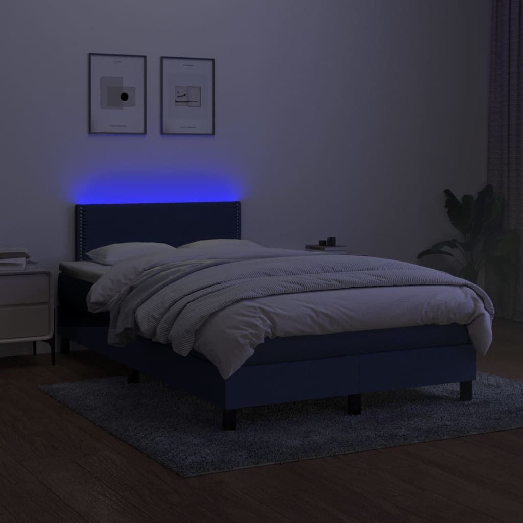 Letto a Molle con Materasso e LED Blu 120x200cm in Tessuto - homemem39