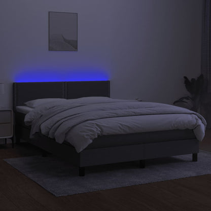 Letto a Molle Materasso e LED Grigio Scuro 140x190cm in Tessuto - homemem39